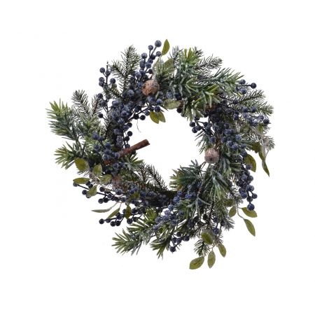 Artificial Wreath Blue Berries  40Cm