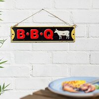 Bbq Embossed Metal Sign 40x10