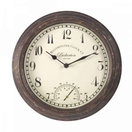 Bickerton Wall Clock & Thermometer 12in - image 1