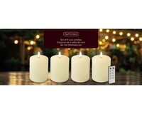 BO WAX CANDLE CREAM PK OF 4 W/REMOTE 13cm