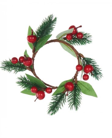 CANDLE WREATH RED BERRY 18cm