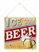 Ice Cold Beer Embossed Metal Sign 30x30