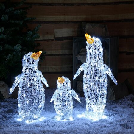 LED ACRYLIC SET OF 3 PENGUINS 60CM