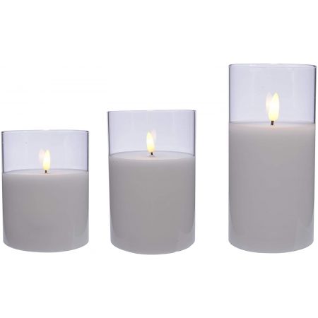 LED WAX CANDLE IN GLASS SET OF 3