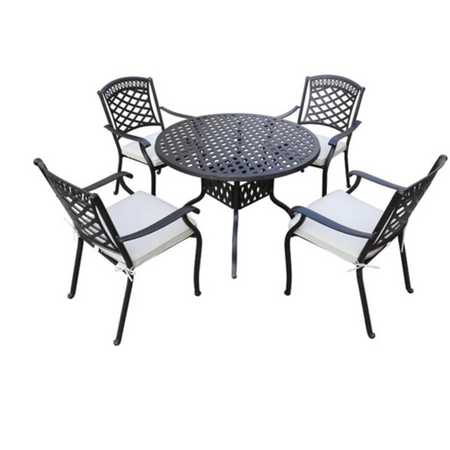 PESCARA 4 SEAT SET 106CM TABLE 2.5M PARASOL AND BASE