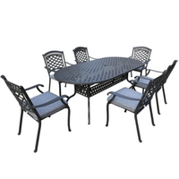 PESCARA 6 SEAT SET OVAL TABLE 3M PARASOL AND BASE